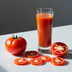 Fresh tomato juice in glass 