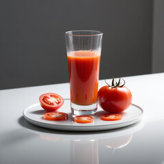Fresh tomato juice in glass 