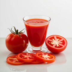 Fresh tomato juice in glass 