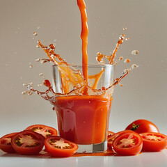 Fresh tomato juice in glass 