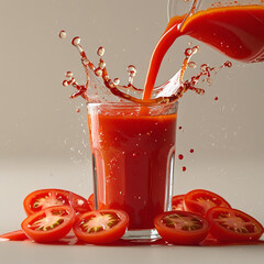 Fresh tomato juice in glass 