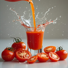 Fresh tomato juice in glass 