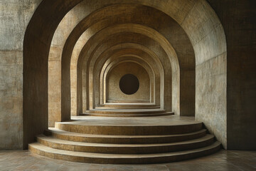 Fototapeta premium Long row of stone stairs in a building.