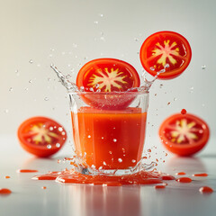 Fresh tomato juice in glass 