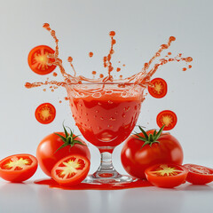 Fresh tomato juice in glass 