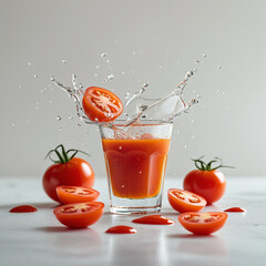Fresh tomato juice in glass 