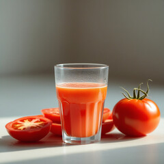 Fresh tomato juice in glass 
