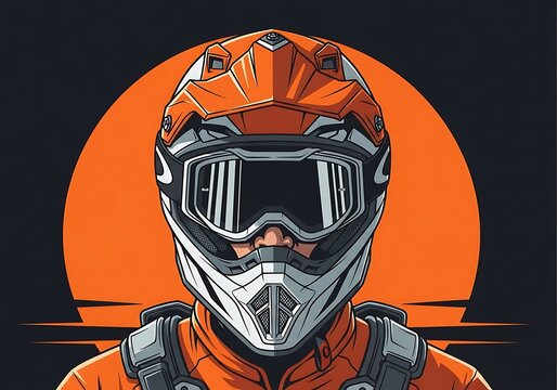 Vector illustration of a motocross rider wearing helmet and goggles.