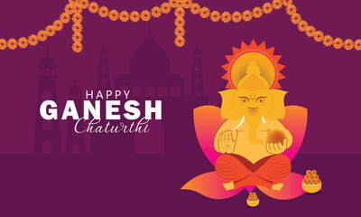 Lord Ganesha of India for traditional Hindu festival Ganesha Chaturthi background