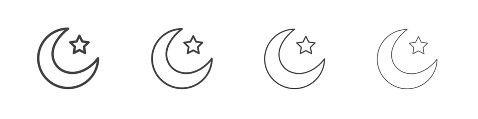 Moon and star icon concept Linear Pictogram. Simple element illustration.