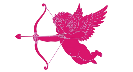 Isolated Pink Cupid Silhouette