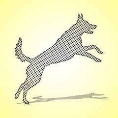 Halftone Art Dog Vector Illustration
