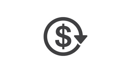 Circular Icon Dollar Sign with Downward Arrow, Representing Decreasing Value or Loss