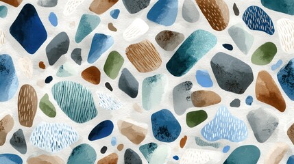 seamless abstract mixed media pattern with geometric shapes on light background. seamless abstract polka dot pattern with grunge textures in navy and sage