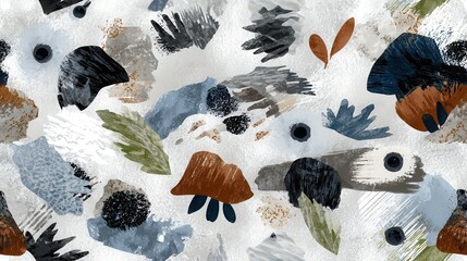 seamless abstract mixed media pattern with geometric shapes on light background. seamless abstract polka dot pattern with grunge textures in navy and sage