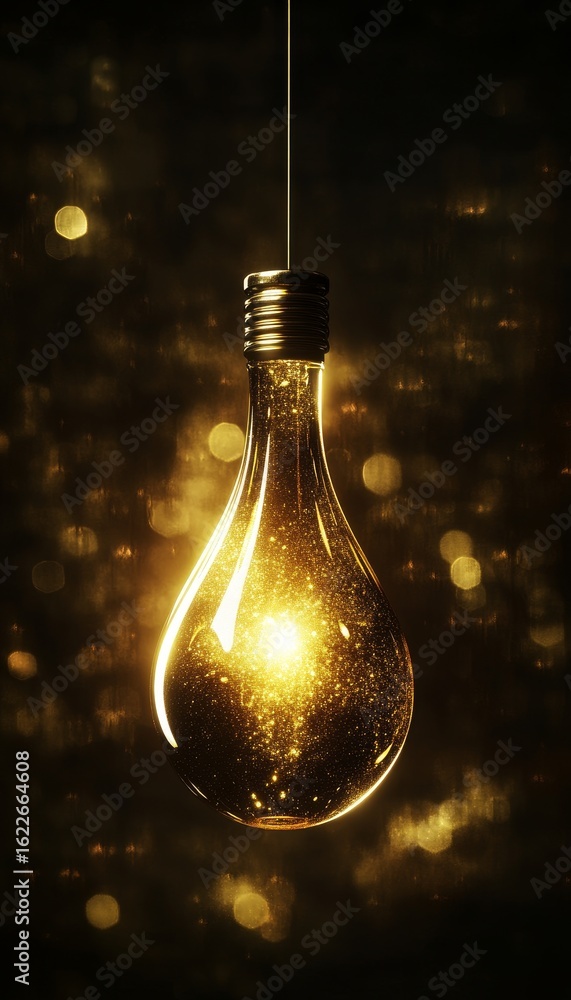 Poster elegant pendant light with a glass drop design creating warm bokeh illumination in a cozy setting