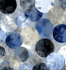 seamless abstract mixed media pattern with geometric shapes on light background. seamless abstract polka dot pattern with grunge textures in navy and sage