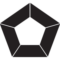 Black and white 3d pentagonal shape on transparent background