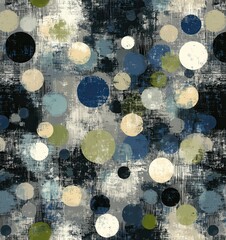 seamless abstract mixed media pattern with geometric shapes on light background. seamless abstract polka dot pattern with grunge textures in navy and sage