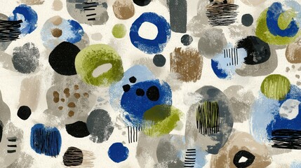 seamless abstract mixed media pattern with geometric shapes on light background. seamless abstract polka dot pattern with grunge textures in navy and sage