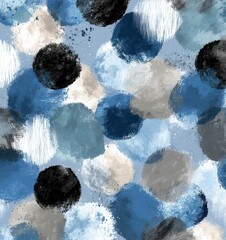 seamless abstract mixed media pattern with geometric shapes on light background. seamless abstract polka dot pattern with grunge textures in navy and sage
