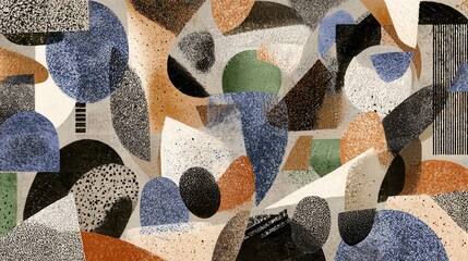 seamless abstract mixed media pattern with geometric shapes on light background. seamless abstract polka dot pattern with grunge textures in navy and sage