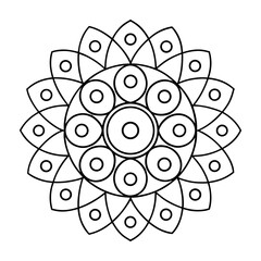 Circular Mandala with Repeating Petal Shapes Coloring Page