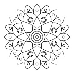 Circular Mandala with Repeating Petal Shapes Coloring Page