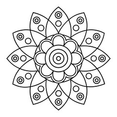 Circular Mandala with Repeating Petal Shapes Coloring Page