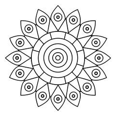 Circular Mandala with Repeating Rectangle Shapes Coloring Page