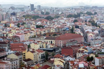 Cityscape of Lisbon, Portugal seen from Castelo de Sao Jorge viewing point