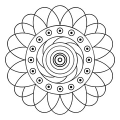 Circular Mandala with Repeating Spiral Shapes Coloring Page