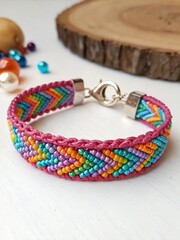 Handmade Colorful Chevron Pattern Macrame Friendship Bracelets for Best Friends and Loved Ones Creating Special Memories Together