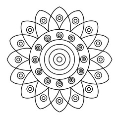 Circular Mandala with Repeating Spiral Shapes Coloring Page
