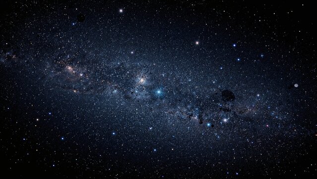 Celestial panorama featuring a dense collection of stars and glowing nebulas in the night