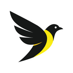 Minimalist Black Flying Bird with Geometric Wings Logo Vector