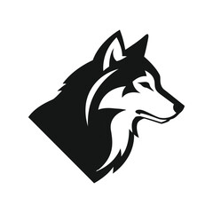 Majestic Black and White Wolf Head Side Profile Logo Vector Illustration © azad