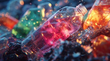 A Colorful Array of Plastic Bottles Illustrating Waste and Environmental Pollution