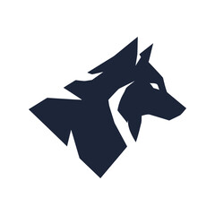 Majestic Black and White Wolf Head Side Profile Logo Vector Illustration