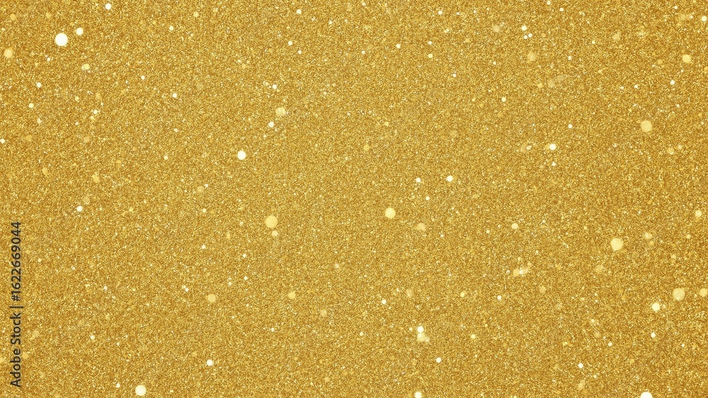 Poster shiny gold background adorned with glowing blur spots and artistic frame