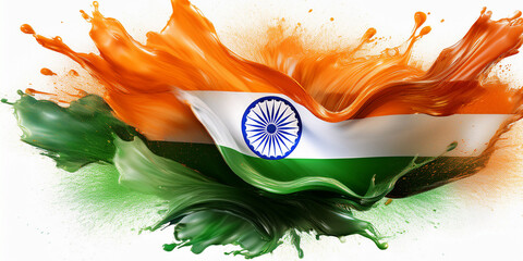 illustration of Abstract tricolor Indian flag watercolor background for Happy Independence Day of India
