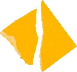 Torn yellow paper pieces with a textured edge isolated on white background for creative design and stationery use