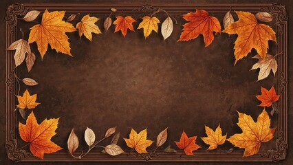 Autumn Leaves Framing Walnut Edges Against a Black Backdrop