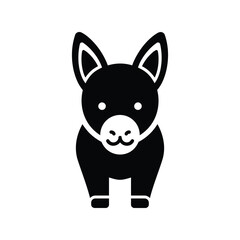 Front View Farm Donkey Vector Illustration, Cute Domestic Mule Animal, Isolated Mascot Logo Icon Graphic