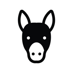 Front View Farm Donkey Vector Illustration, Cute Domestic Mule Animal, Isolated Mascot Logo Icon Graphic
