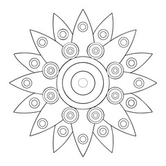 Circular Mandala with Repeating Sun Shapes Coloring Page
