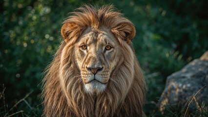 Obraz premium Image of a lion inside an animal sanctuary