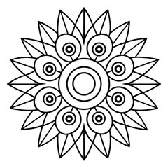 Circular Mandala with Repeating Sunburst Patterns Coloring Page