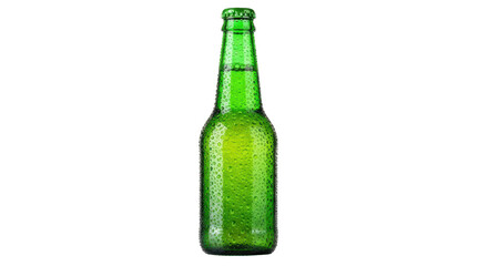 Isolated Green Beer Bottle with Water Droplets