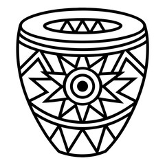 Geometric Bongo Filled with Tribal and Mandala Patterns Coloring Page